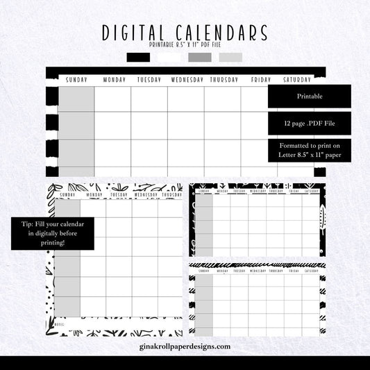 12 - Printable Monthly Calendars