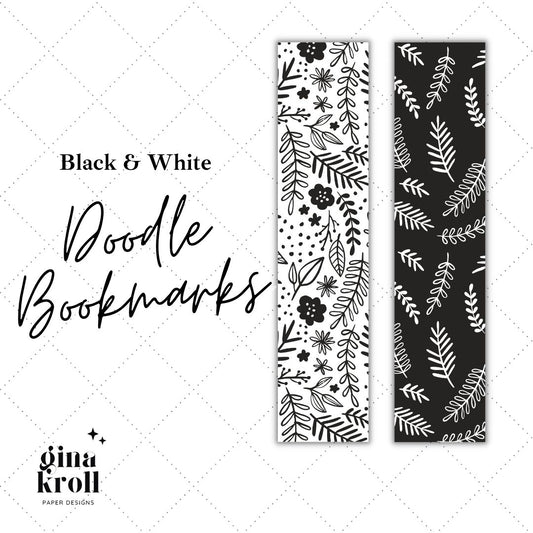 Black & White Doodle Bookmark