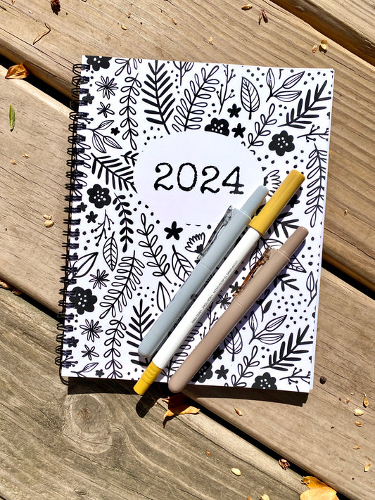 2024 White Floral Notebook