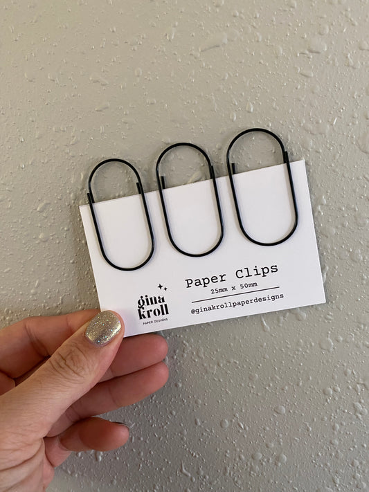 Black Paper Clips - Set of 3